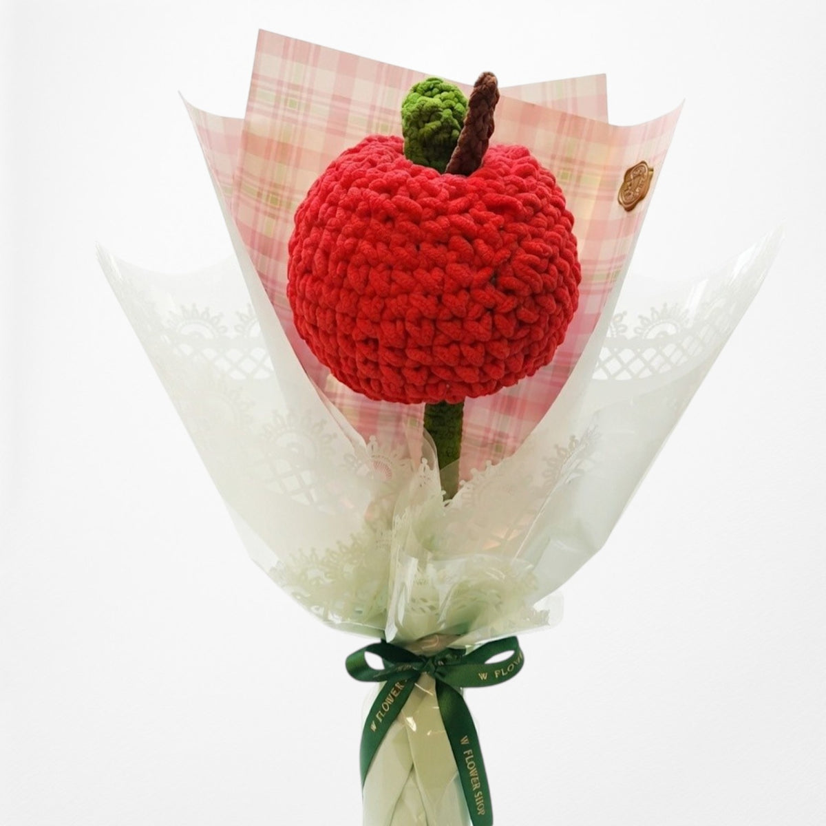 Jumbo Crochet Apple - Single Stem Minimalist Bouquet