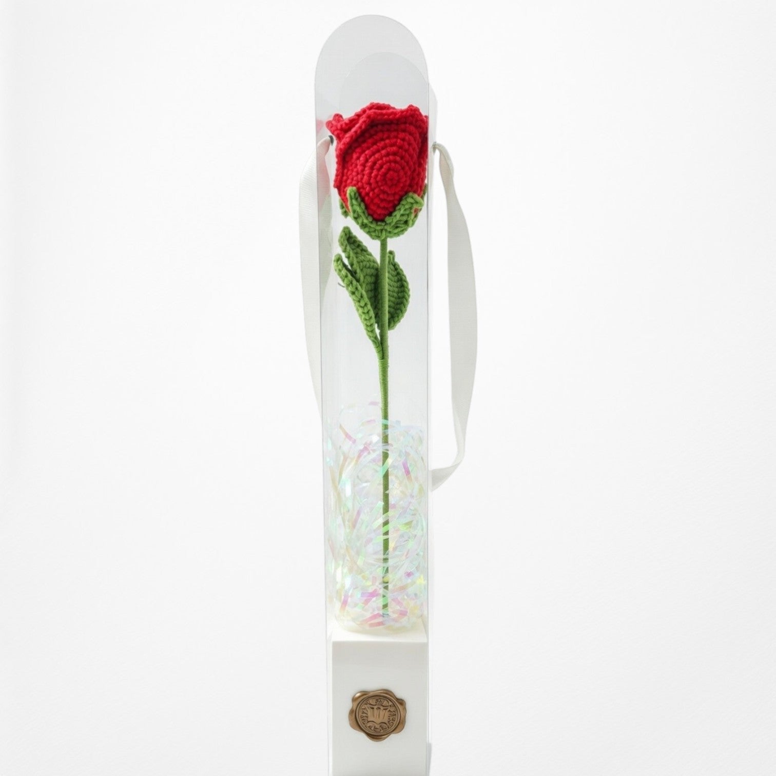 Crocheted Red Rose Flower Box Set