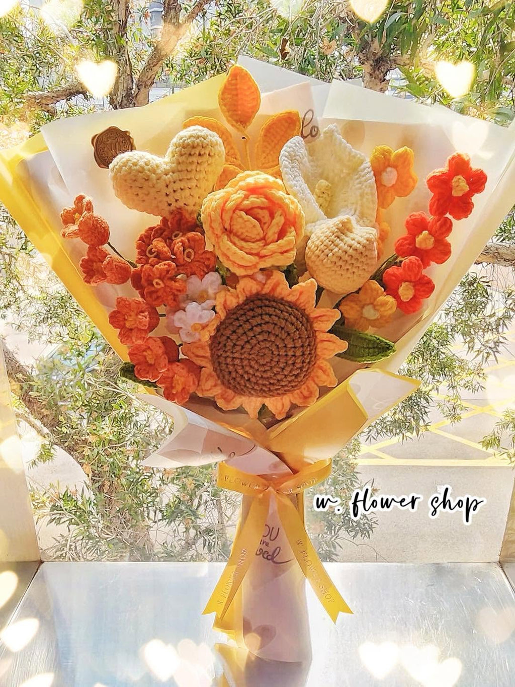 韓式粉紅愛心混花編織花束（11枝裝）