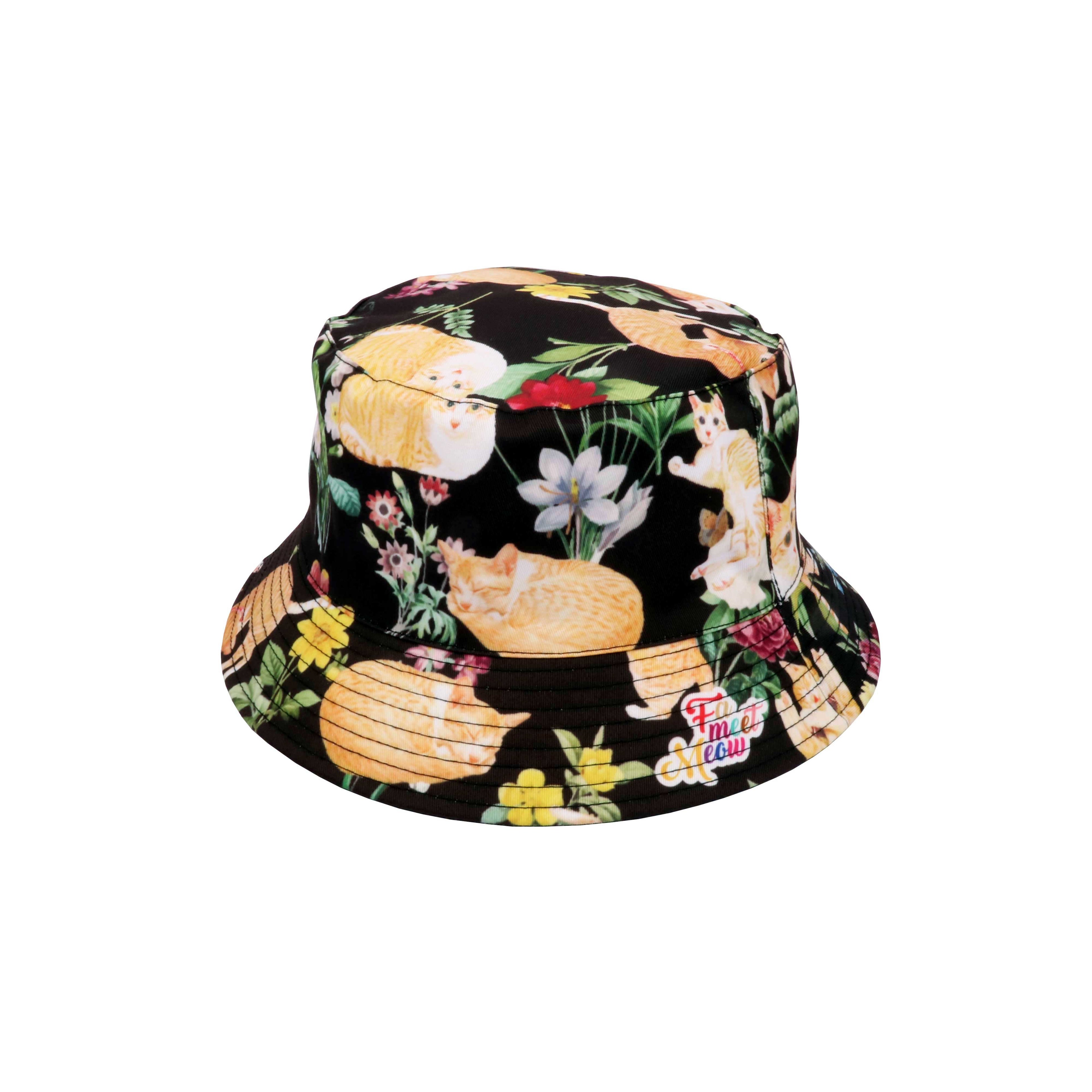 雙面漁夫帽 - Floral (黑色)