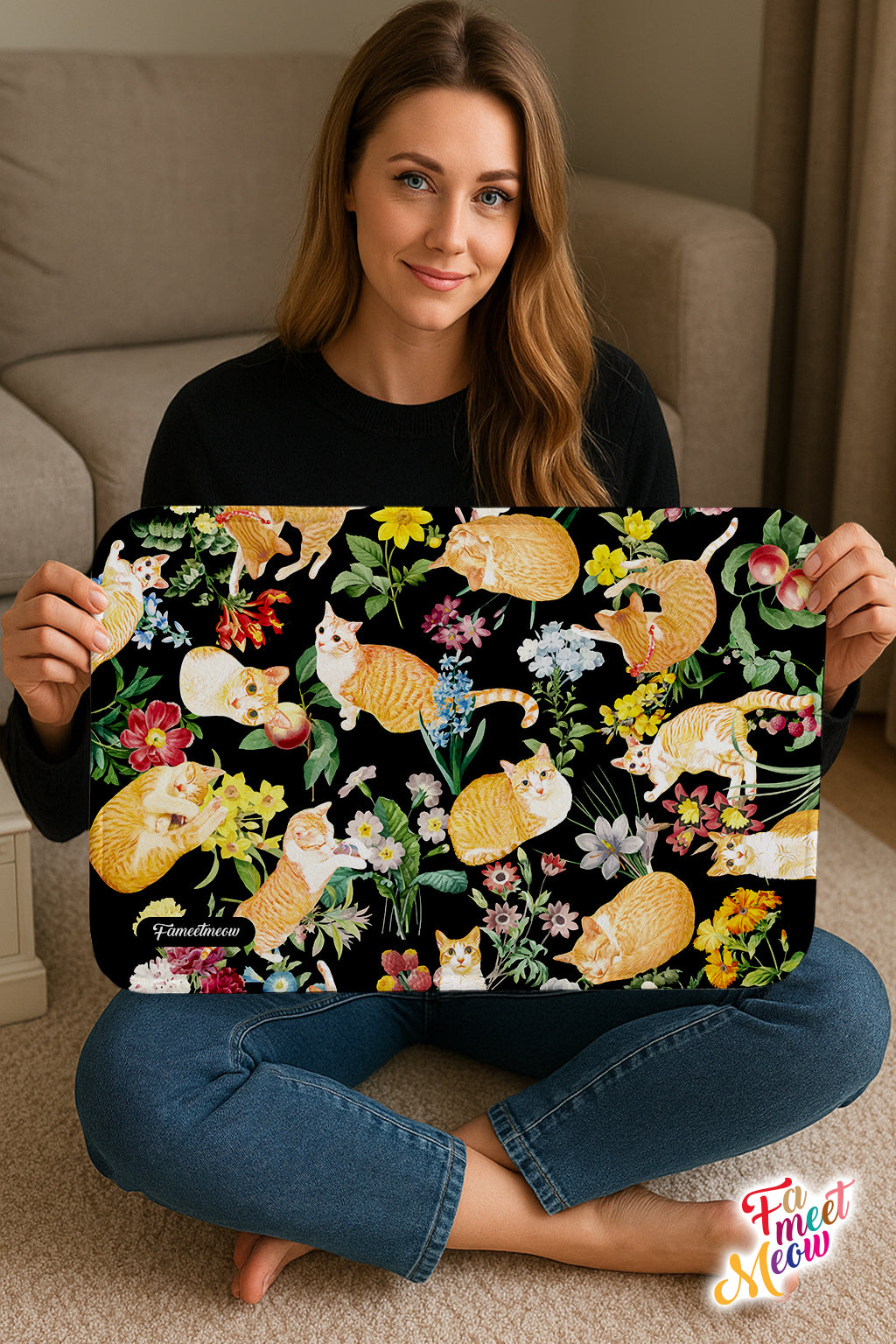 室內門墊 - Floral (黑色)