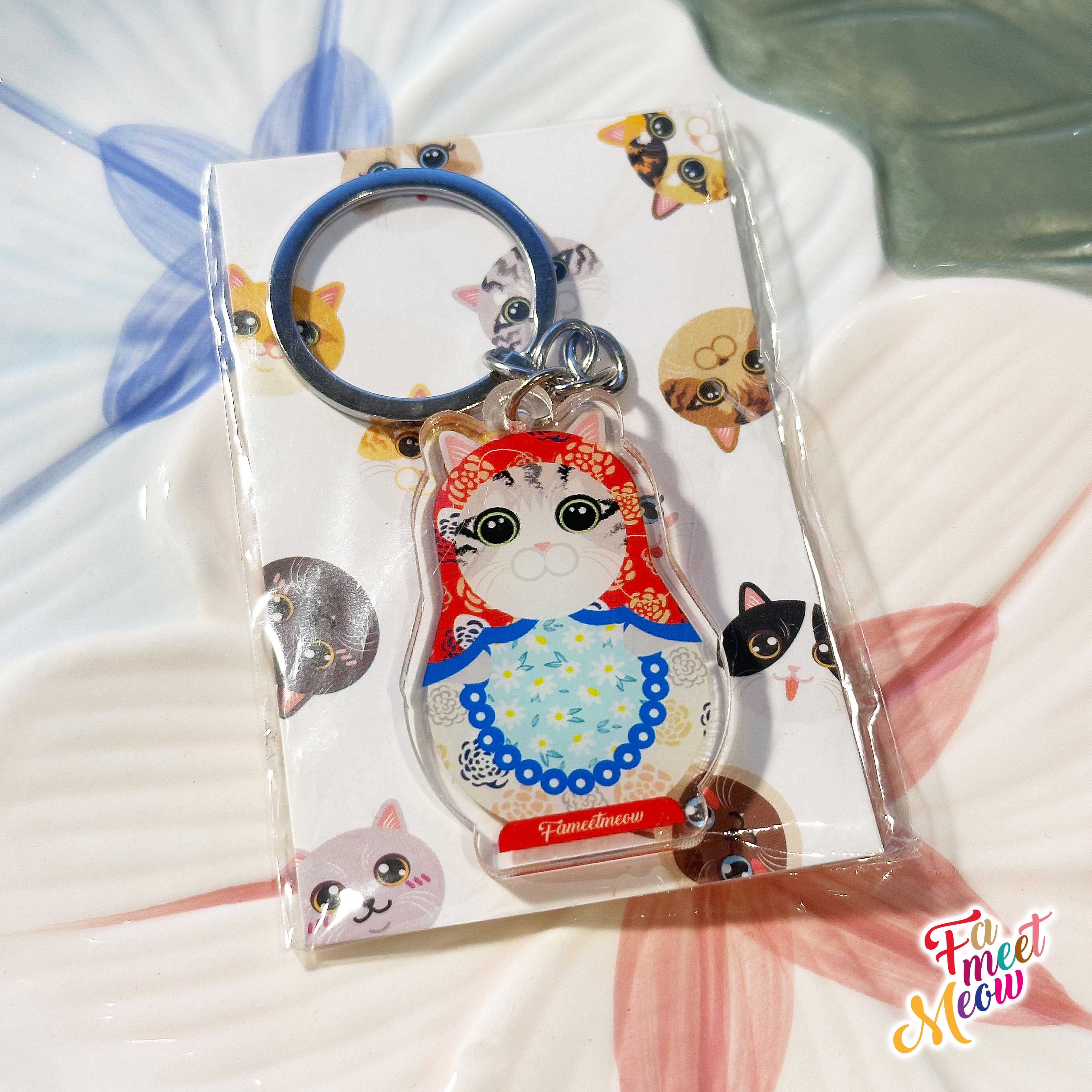 鎖匙扣 - Matryoshka 灰色虎斑