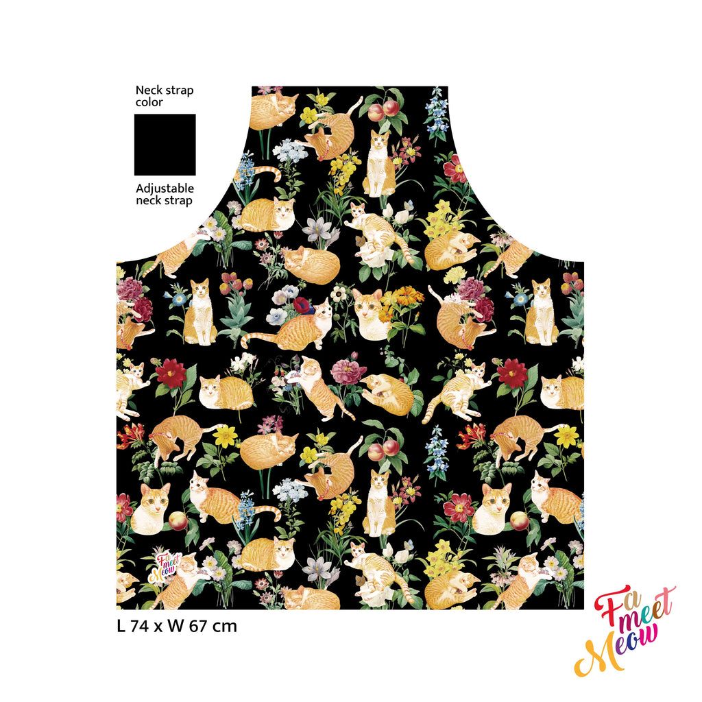 防水圍裙 - Floral (黑色)
