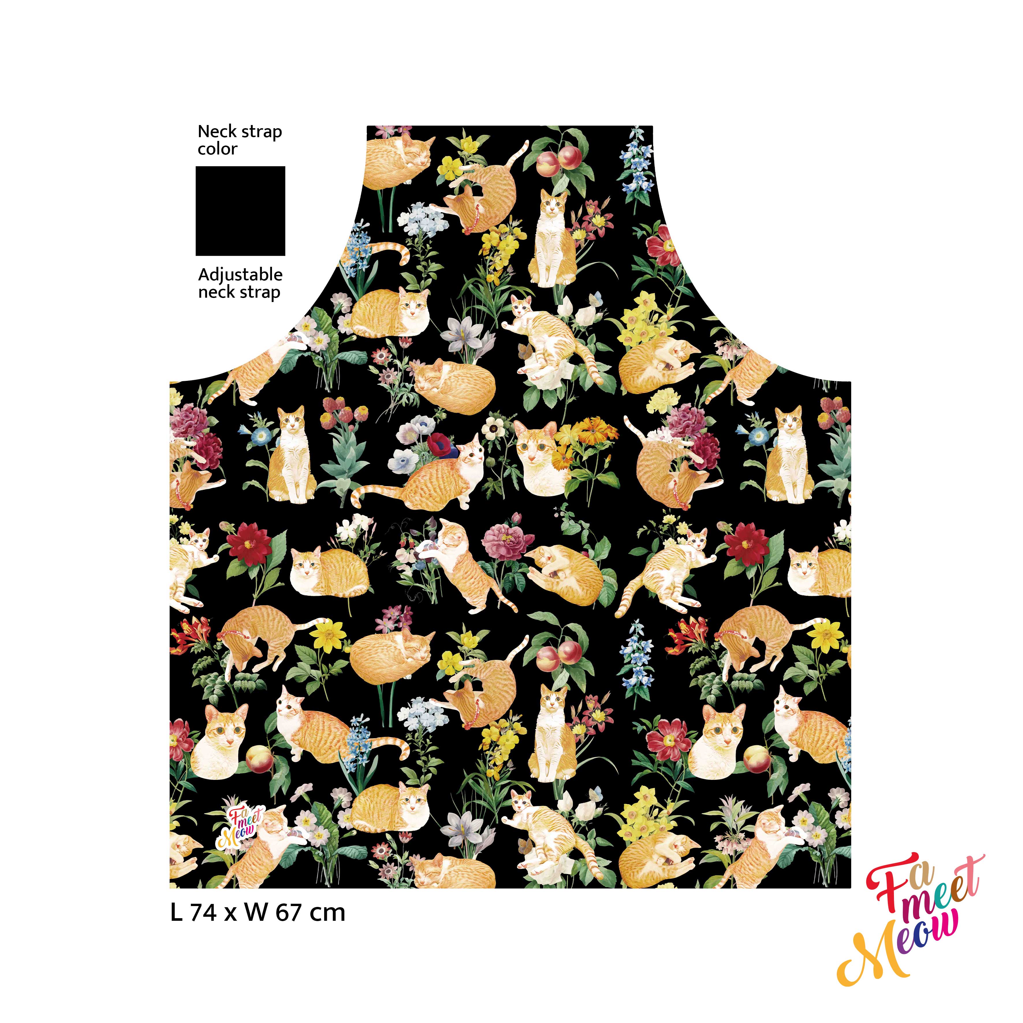 防水圍裙 - Floral (黑色)