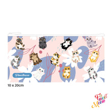 Load image into Gallery viewer, Pencil Case - Fluttering Flower Cats (Pink)

