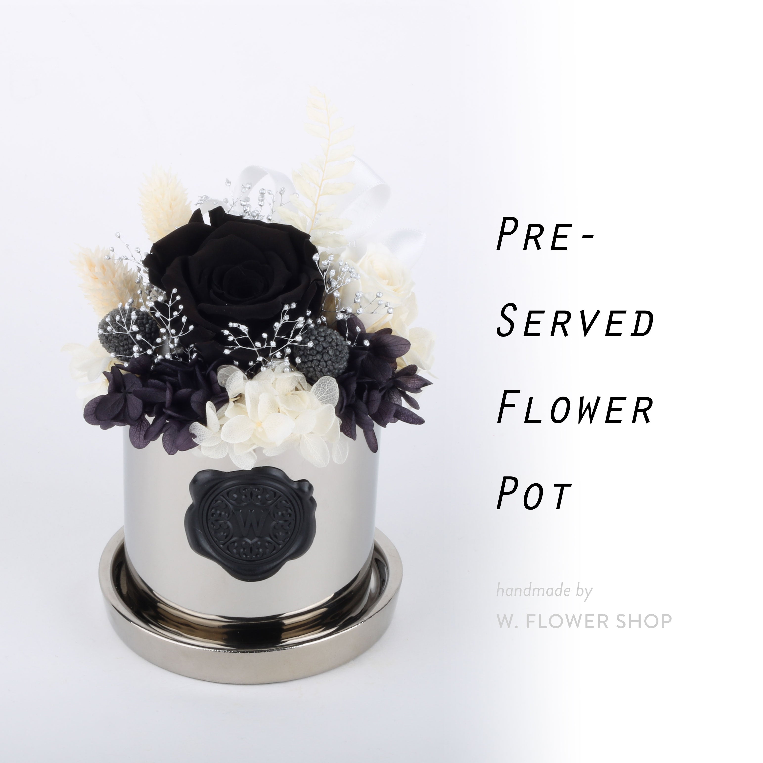 Preserved Rose Pot - Black