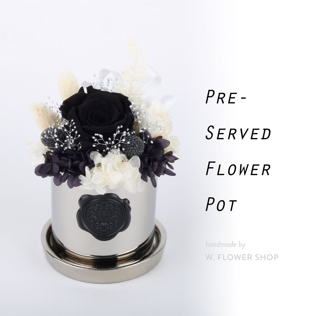 Preserved Flower Pot - Black