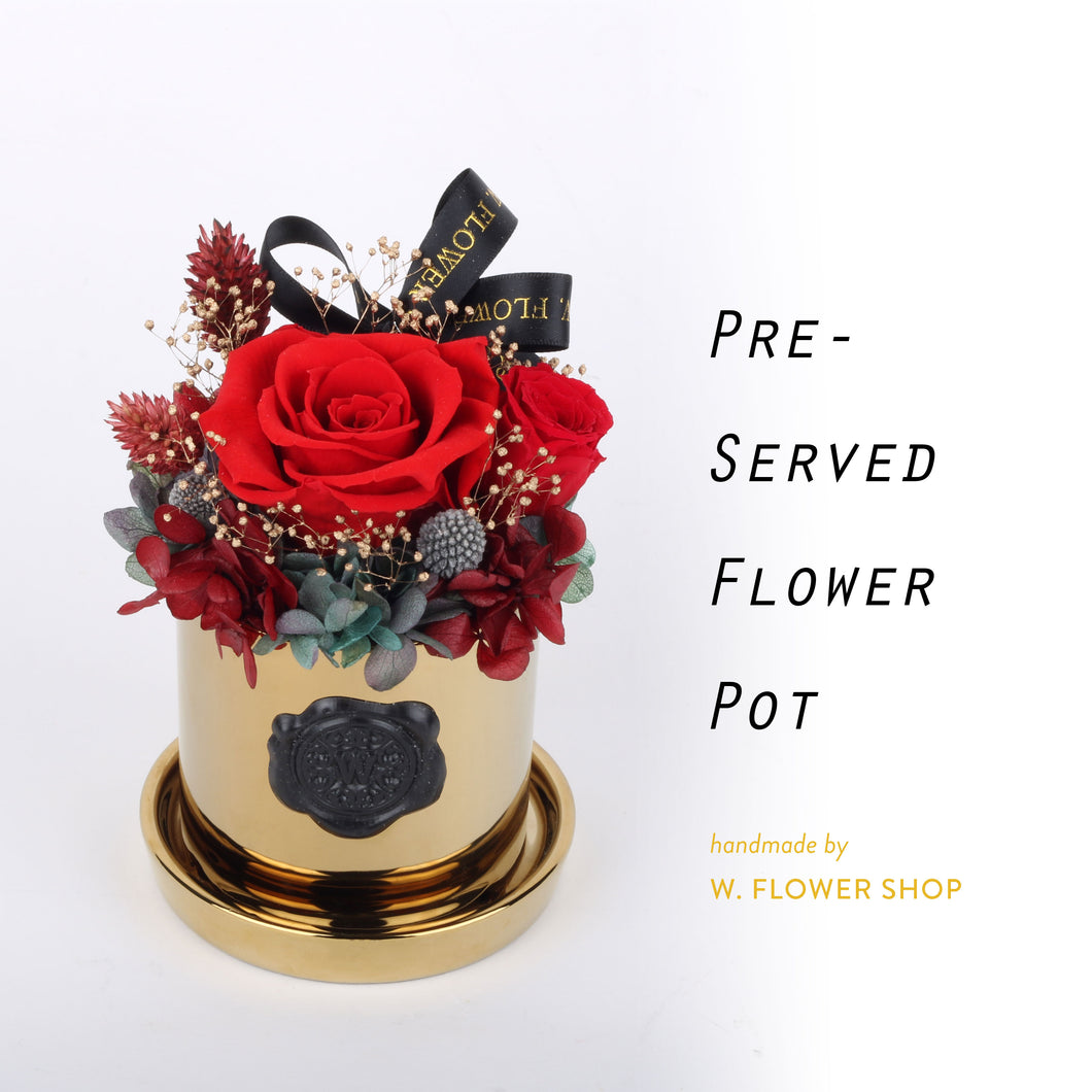 Preserved Flower Pot - Red