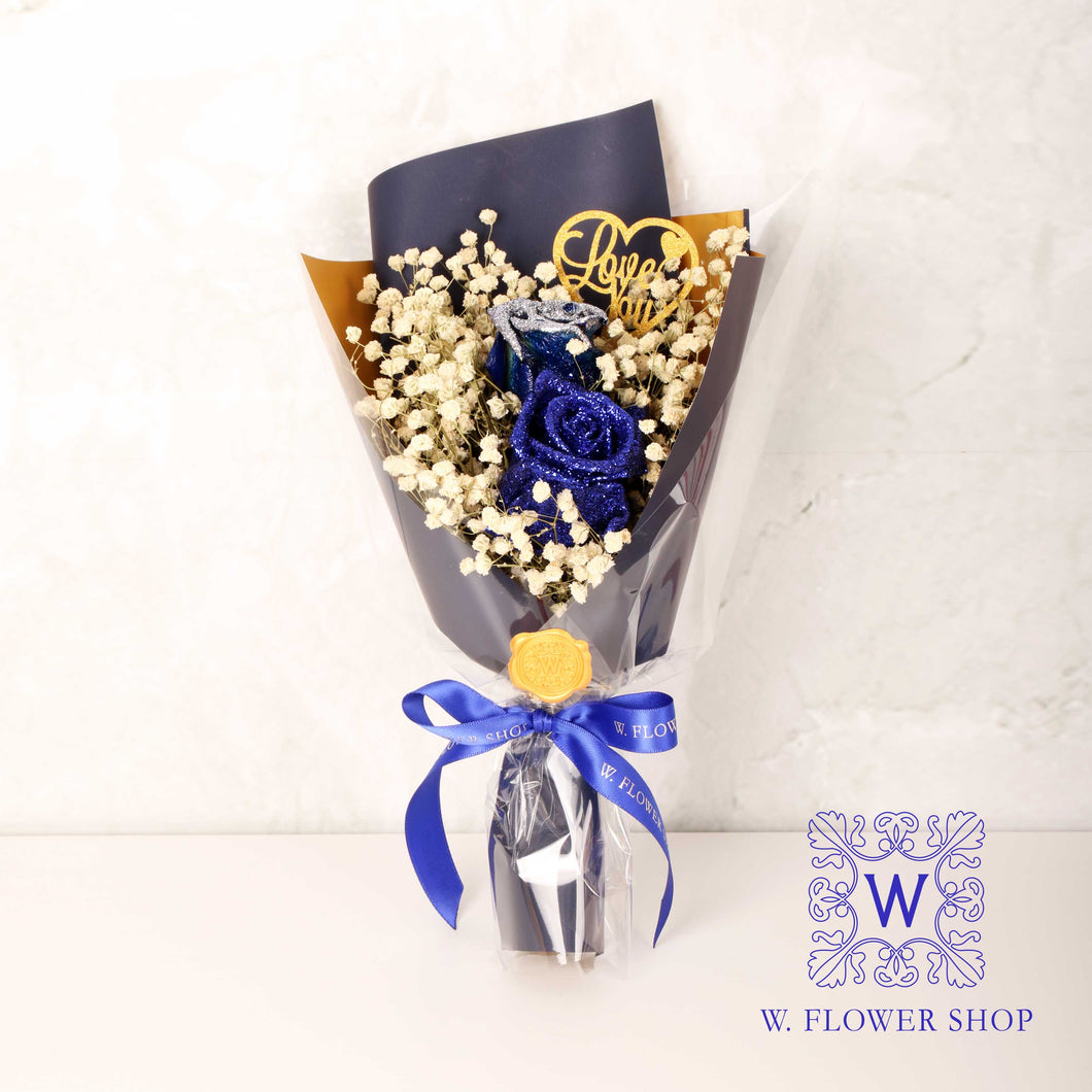 Dried Flower Bouquet - Shiny Blue